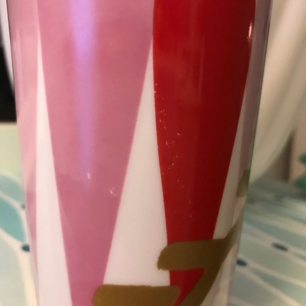 Starbucks 2017 Valentines Day Tall Mug Hearts Arrow red pink purple gold 16oz
